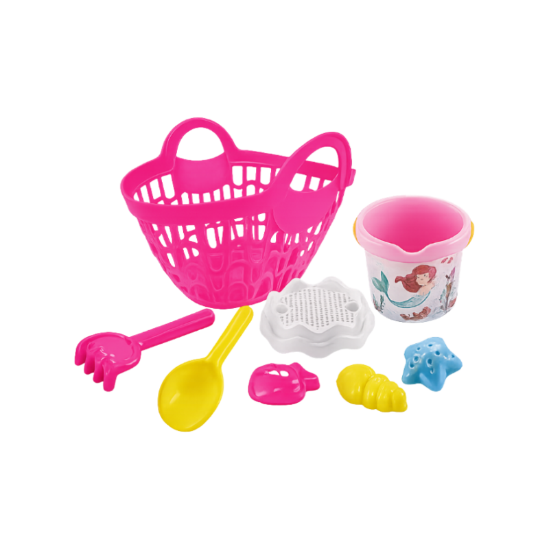 Beach Basket Bucket Set - 8 Pce - 20cm