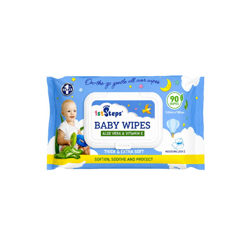 Baby Wipes - Aloe Vera & Vitamin E - 90 wipes - 14cm x 18cm