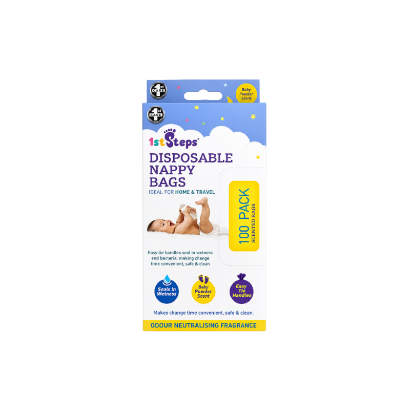 Disposable Nappy Bags - 100 Baby Powder Scented Bags
