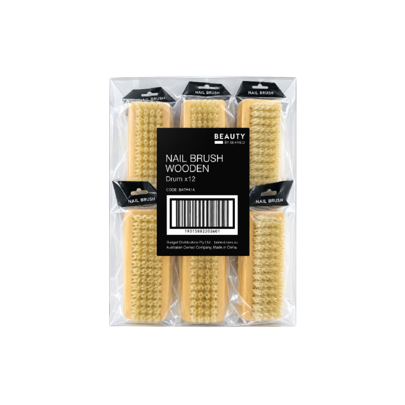 Double Sided Nail Brush - Natural Bristle - Display Drum x 12