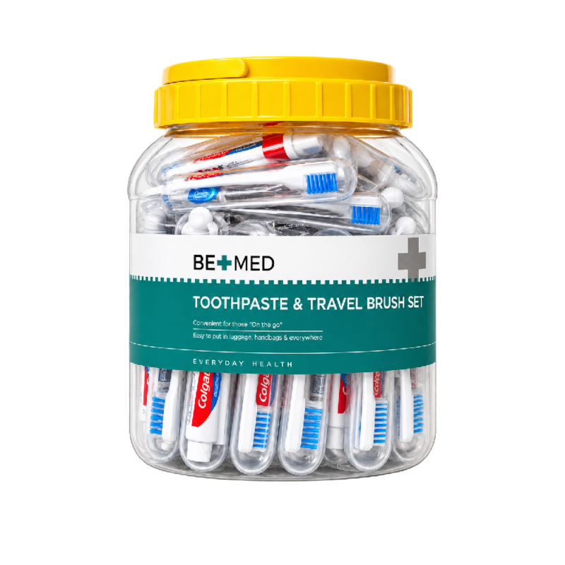 Travel Toothbrush + Toothpaste Set - Display Drum x 50 - Bemed