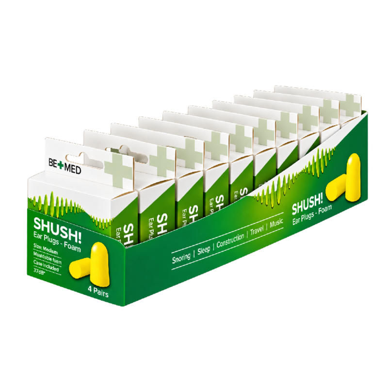 SHUSH! - Ear Plugs - Foam - Medium - Case x4 Prs - Display x 10