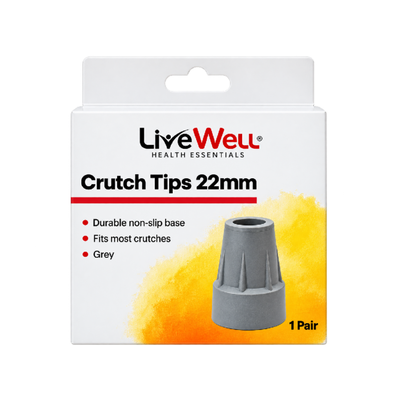 Crutch Tips - Grey - 22mm - 1 Pair - Bemed