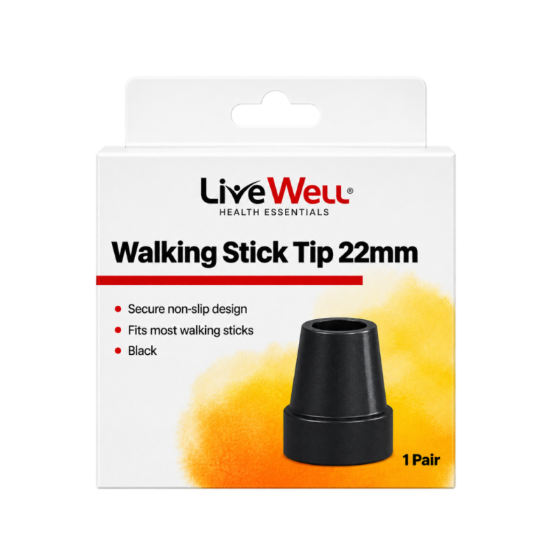 Walking Stick Tip - Black - 22mm - 1 Pair - Bemed