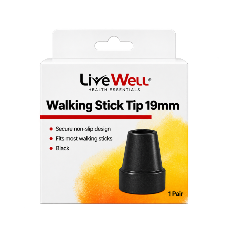 Walking Stick Tip - Black - 19mm - 1 Pair - Bemed