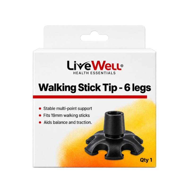 Walking Stick Tip 6 Legs - Black - 19mm - Bemed