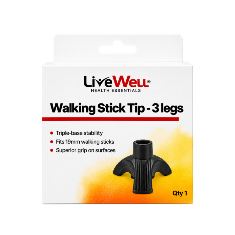 Walking Stick Tip 3 Legs - Black - 19mm - Bemed