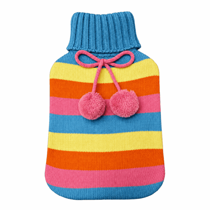 Hot Water Bottle Cover - Cable Knit - Pastel Stripes