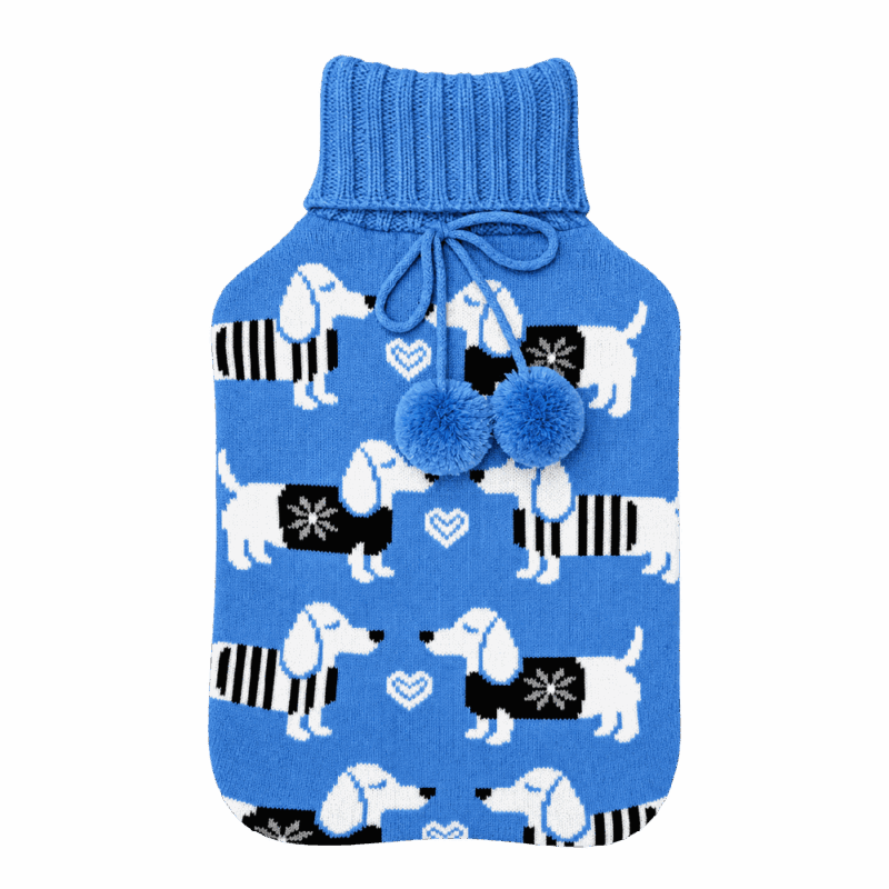 Hot Water Bottle Cover - Cable Knit - Sausage Dog