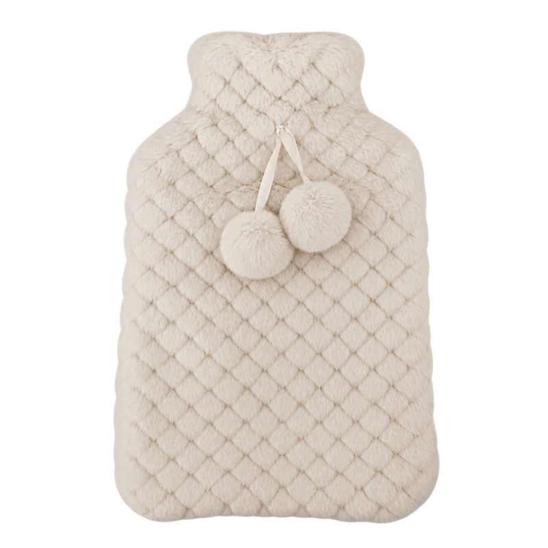 Hot Water Bottle Cover - Plush - White