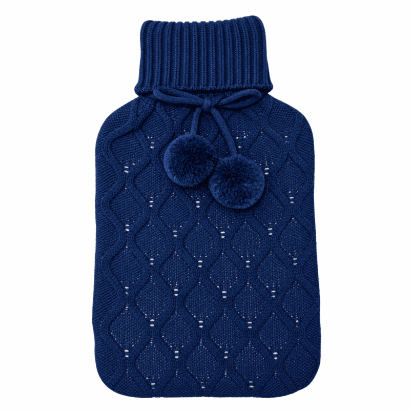 Hot Water Bottle Cover - Cable Knit - Blue