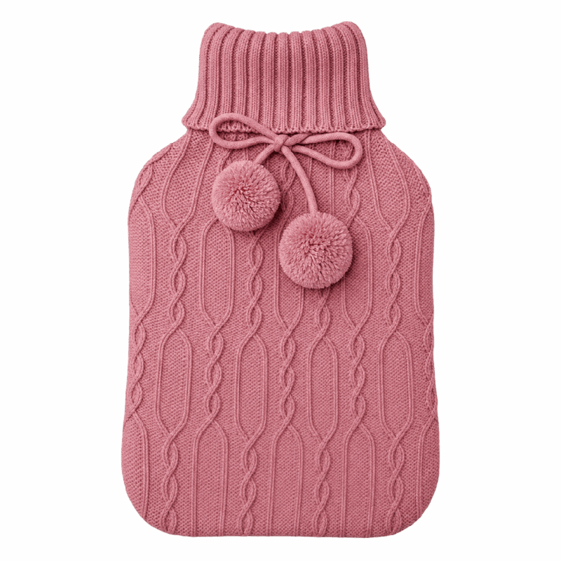 Hot Water Bottle Cover - Cable Knit - Pink