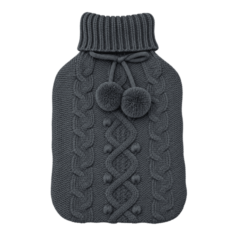 Hot Water Bottle Cover - Cable Knit - Grey