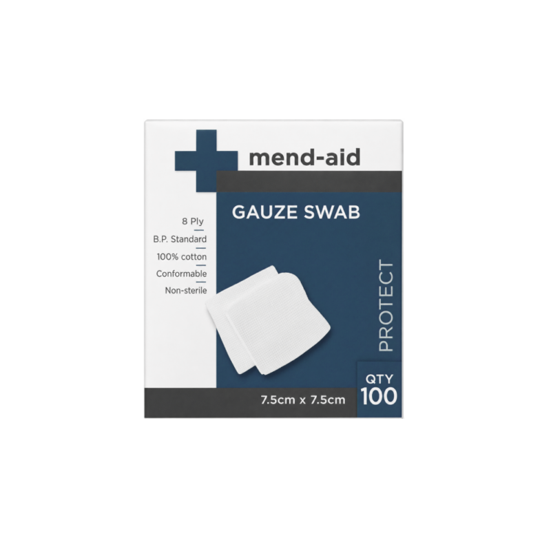 Gauze Swab - 7.5cm x 7.5cm - 100 Pieces - Mend-Aid
