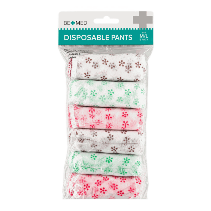 Disposable Lady Pants/Briefs - Med/ Lrg - 6 Pieces - Bemed