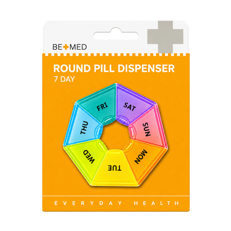 Pill Dispenser - Round 7 Day - Rainbow - 12.5cm - Bemed