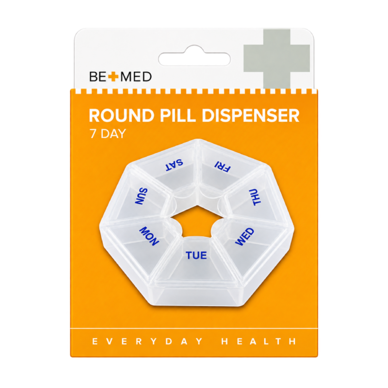 Pill Dispenser - Round 7 Day - Clear - 8.5cm - Bemed