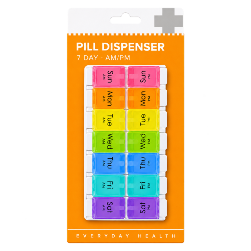 Pill Dispenser - 7 Day - AM/PM - Colour - Bemed