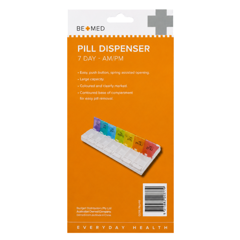 Pill Dispenser - 7 Day - AM/PM - Colour - Bemed