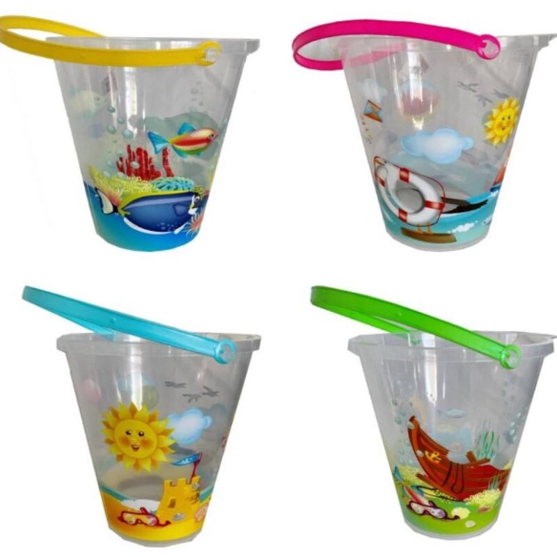 Beach Bucket - Clear - Sea Life - 23cm