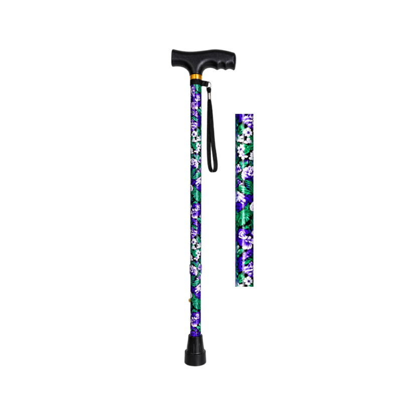 Walking Stick - Adjustable - Purple Floral