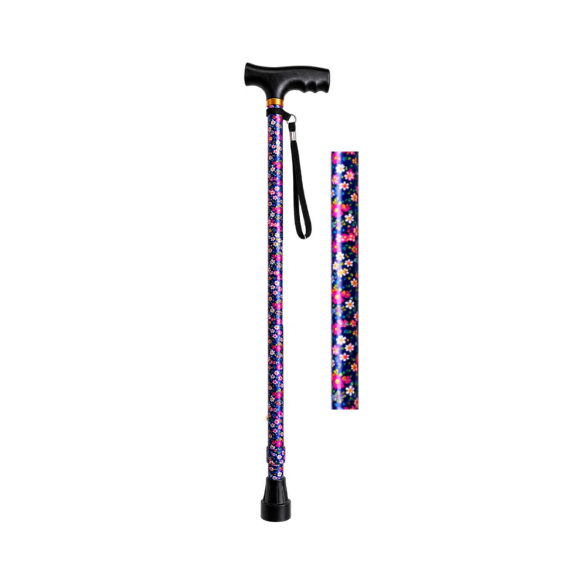 Walking Stick - Adjustable - Flowers on Purple