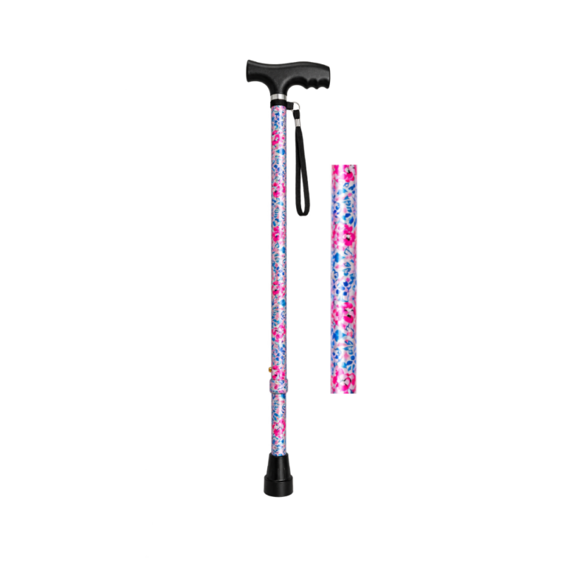 Walking Stick - Adjustable - Pink Floral