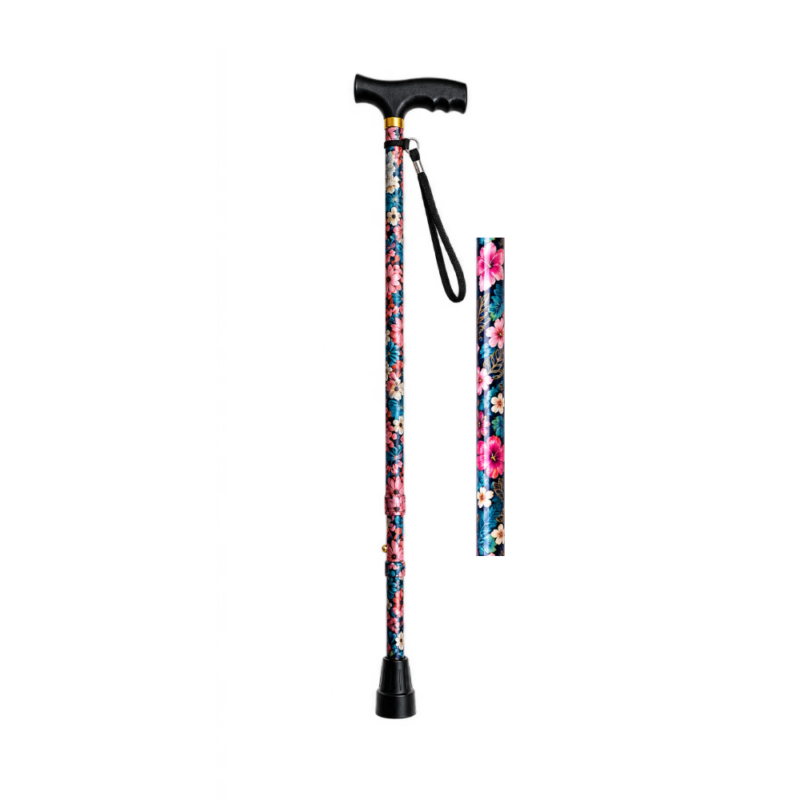 Walking Stick - Adjustable - Pink & Blue Flowers