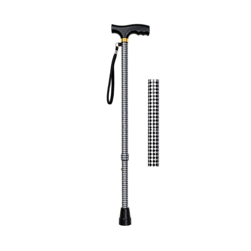 Walking Stick - Adjustable - Black & White Checks