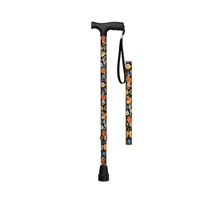 Walking Stick - Adjustable - Green Floral
