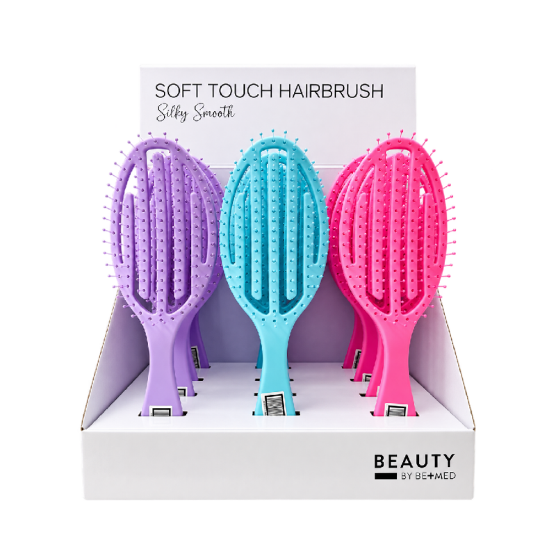 Soft Touch Hairbrush - Display x 12 - Beauty+