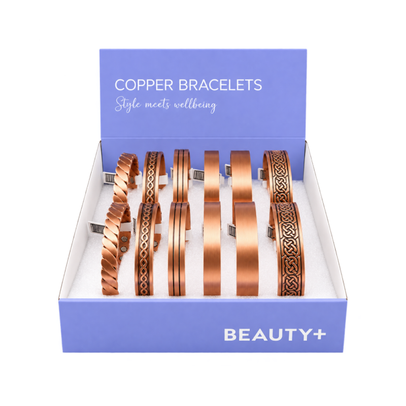 Copper Bracelet  - Display x 12 - Beauty+ (99.99% Copper + Magnets)