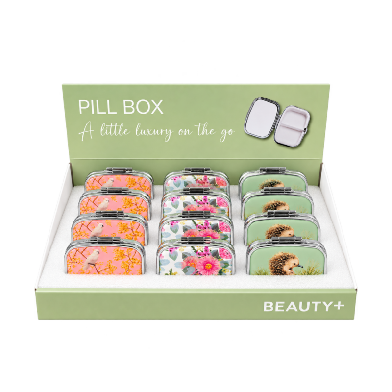 Pill Box - 2 Compartment - Display x 12 - Beauty+