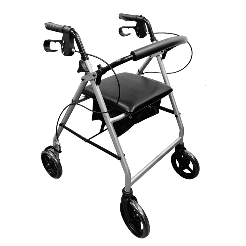 Rollator with Loop Brakes and Bag - Silver - 19cm Wheels