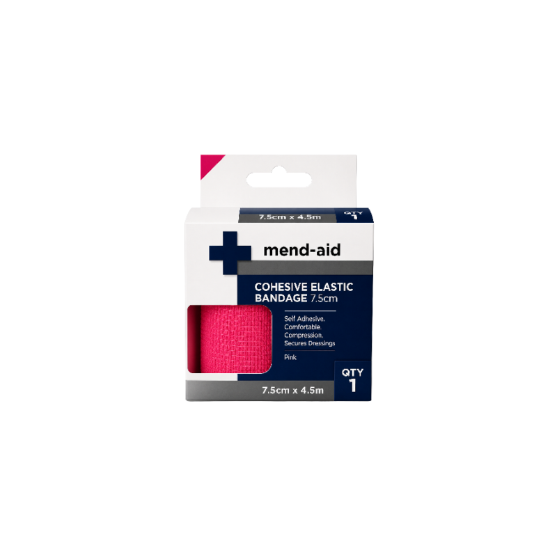 Cohesive Elastic Bandage - Pink - 7.5cm x 4.5m - Mend-Aid