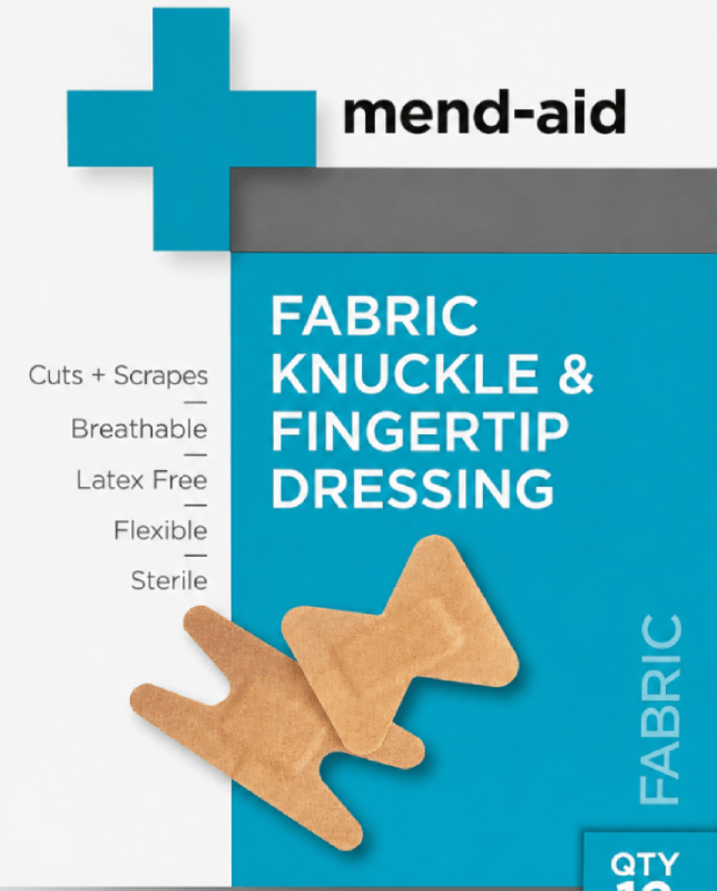 Fabric Knuckle & Fingertip Dressing - 12 Pcs - [Display x 6] - Mend-Aid