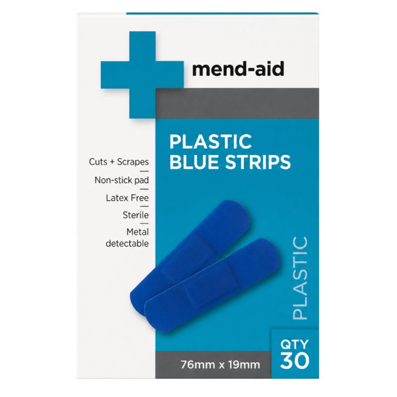 Plastic Blue Strips - 30 Pieces - [Display x 6] - Mend-Aid
