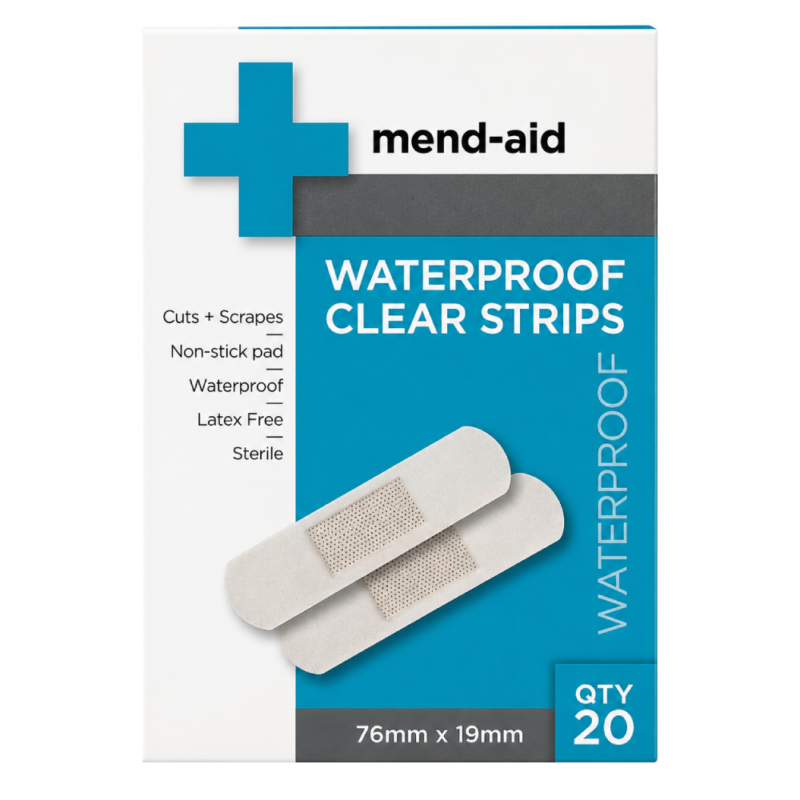 Waterproof Clear Strips - 20 Pieces - [Display x 6] - Mend-Aid