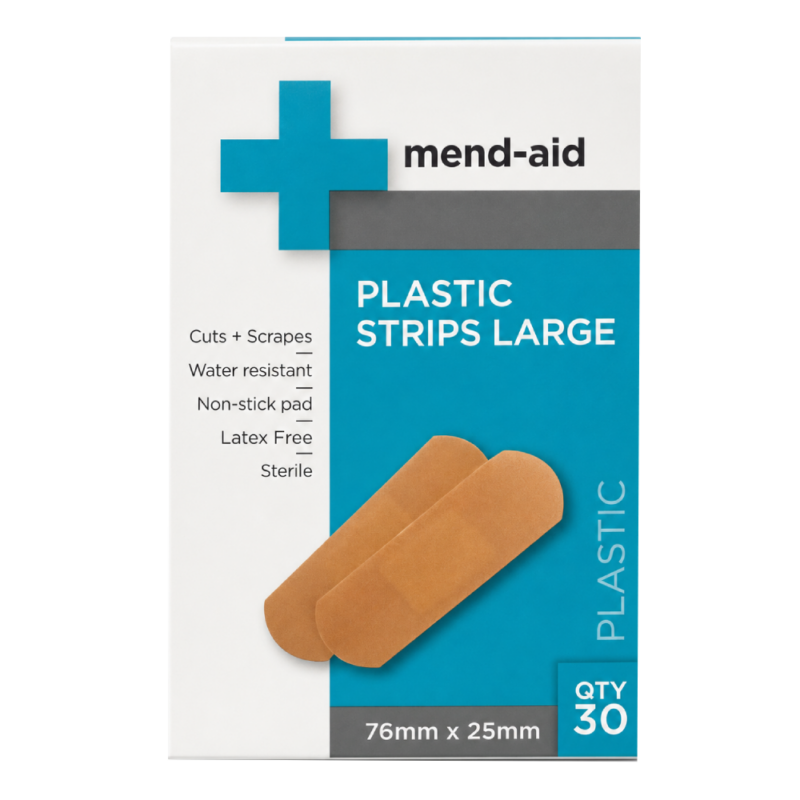 Plastic Large Strips - 30 Pieces - [Display x 6] - Mend-Aid