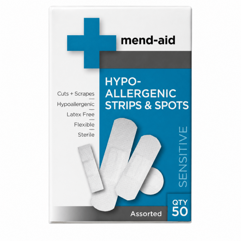 Hypo-Allergenic Strips & Spots - 50 Pieces - [Display x 6] - Mend-Aid