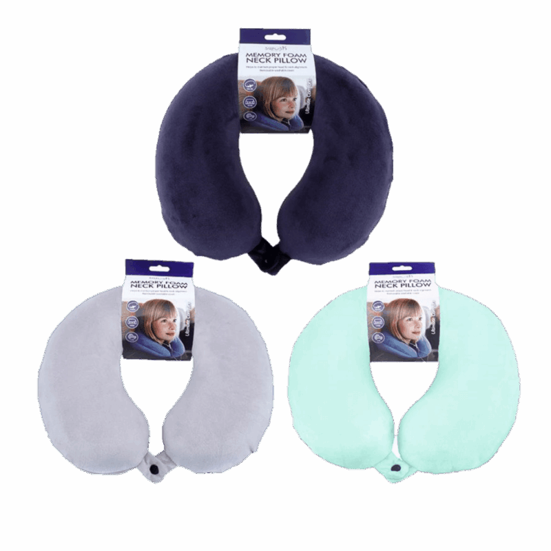 Travel - Neck Pillow - Memory Foam - Dark Blue, Grey, Light Blue
