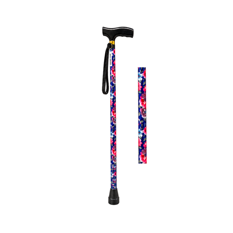 Walking Stick - Adjustable - Blue Floral