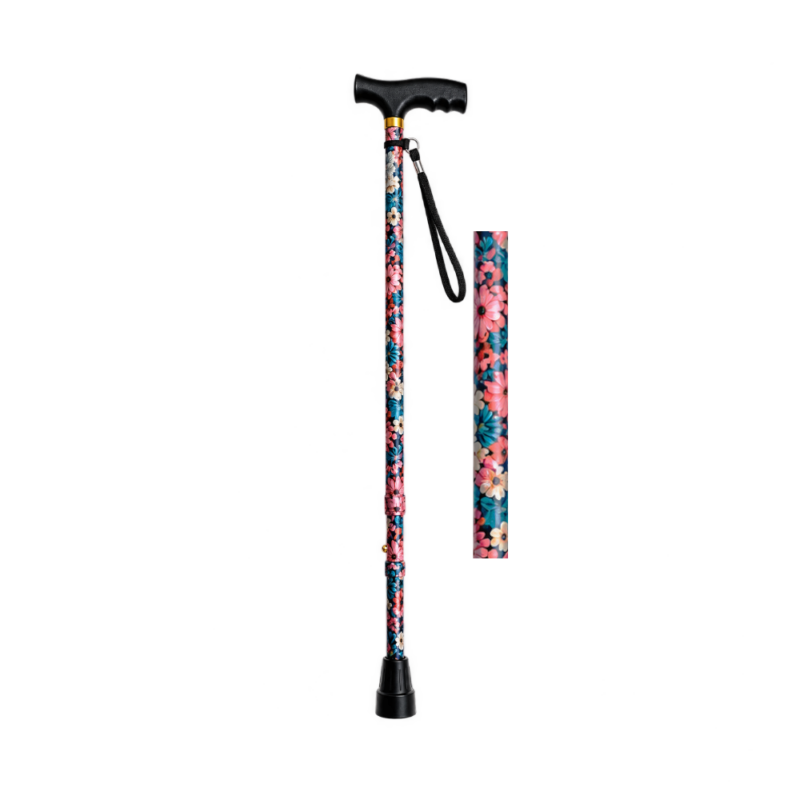 Walking Stick - Adjustable - Pink & Blue Flowers
